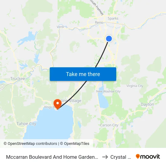 Mccarran Boulevard And Home Gardens Drive to Crystal Bay map