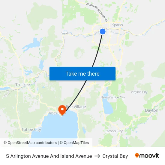 S Arlington Avenue And Island Avenue to Crystal Bay map