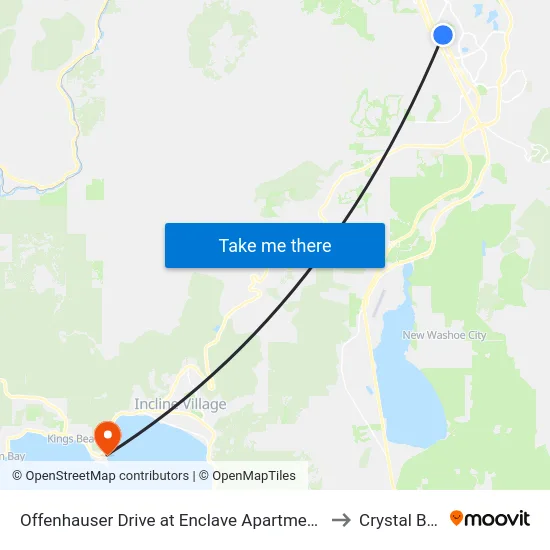 Offenhauser Drive at Enclave Apartments to Crystal Bay map
