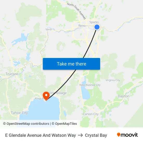 E Glendale Avenue And Watson Way to Crystal Bay map