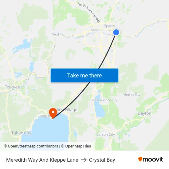 Meredith Way And Kleppe Lane to Crystal Bay map