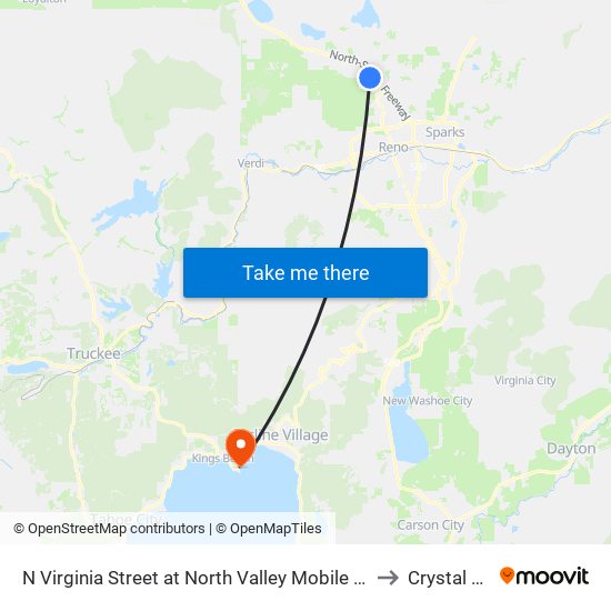 N Virginia Street at North Valley Mobile Homes to Crystal Bay map