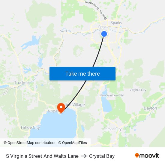 S Virginia Street And Walts Lane to Crystal Bay map