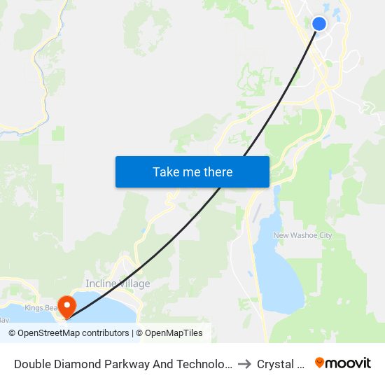 Double Diamond Parkway And Technology Way to Crystal Bay map