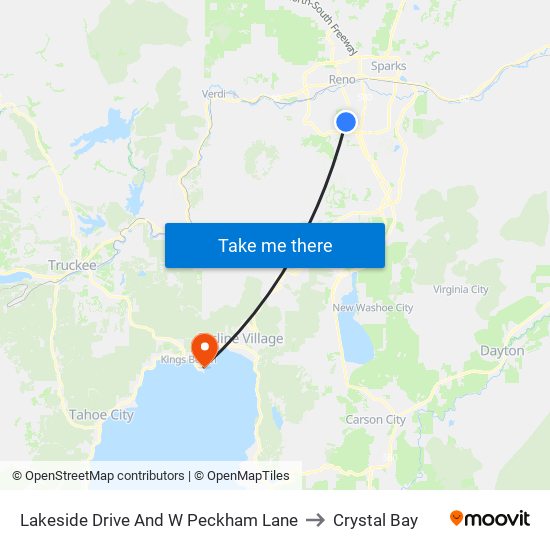 Lakeside Drive And W Peckham Lane to Crystal Bay map