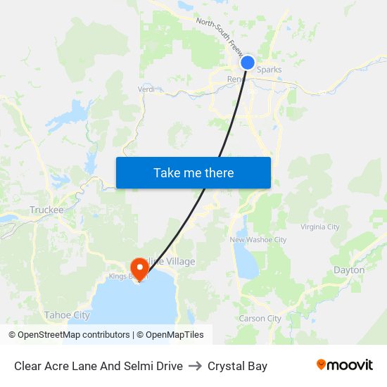 Clear Acre Lane And Selmi Drive to Crystal Bay map