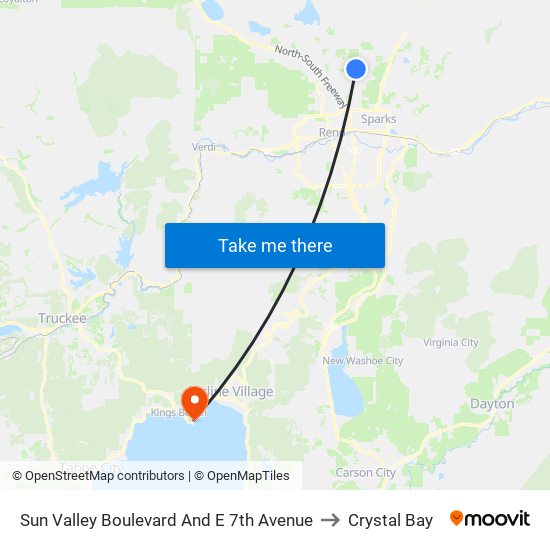 Sun Valley Boulevard And E 7th Avenue to Crystal Bay map