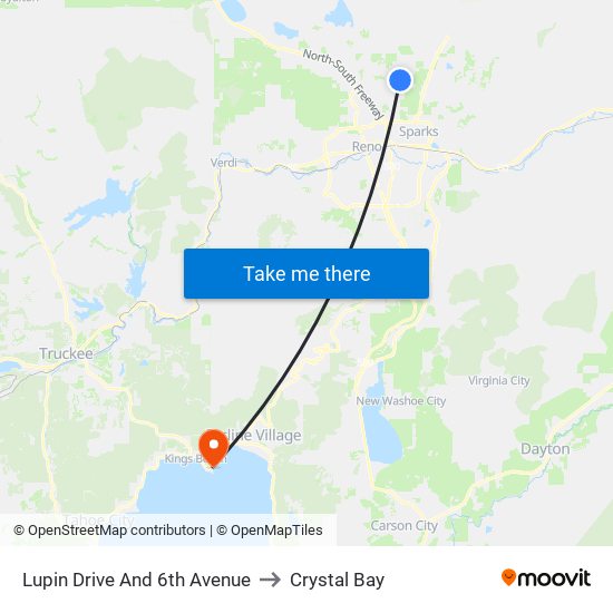 Lupin Drive And 6th Avenue to Crystal Bay map