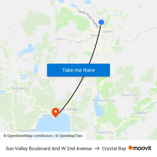 Sun Valley Boulevard And W 2nd Avenue to Crystal Bay map