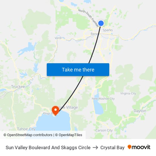 Sun Valley Boulevard And Skaggs Circle to Crystal Bay map