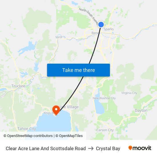 Clear Acre Lane And Scottsdale Road to Crystal Bay map