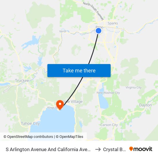 S Arlington Avenue And California Avenue to Crystal Bay map