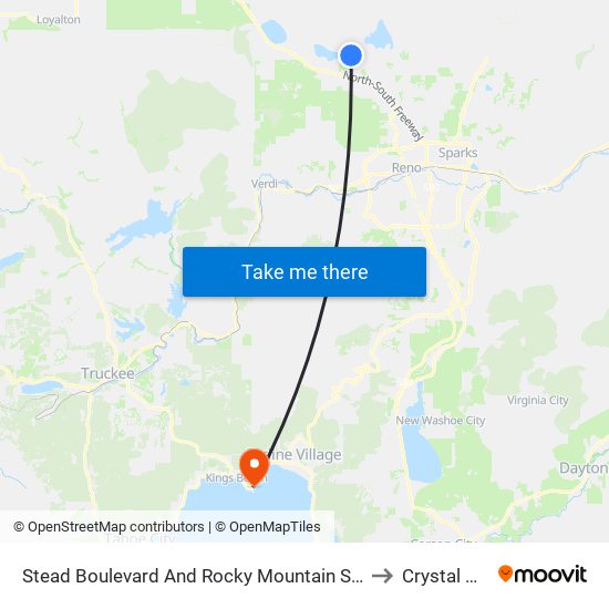 Stead Boulevard And Rocky Mountain Street to Crystal Bay map