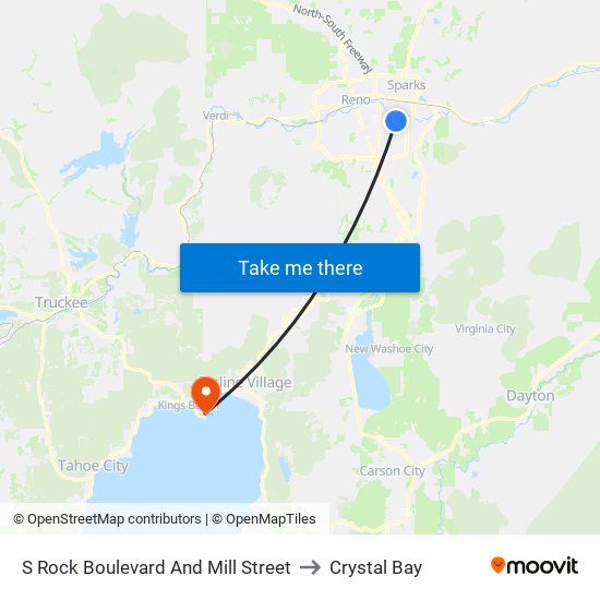 S Rock Boulevard And Mill Street to Crystal Bay map