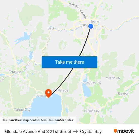 Glendale Avenue And S 21st Street to Crystal Bay map