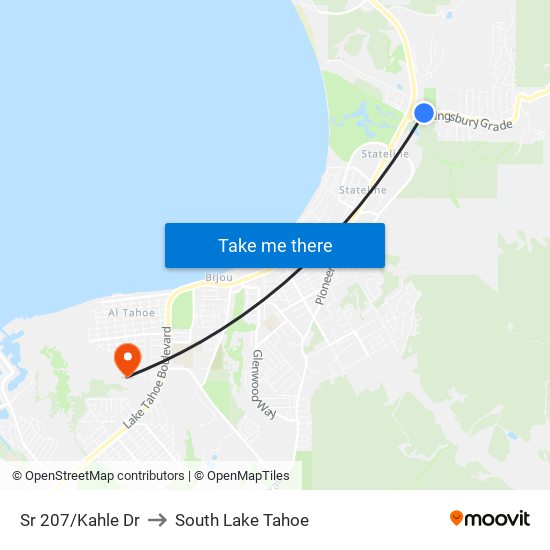 Sr 207/Kahle Dr to South Lake Tahoe map