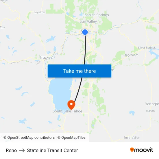 Reno to Stateline Transit Center map