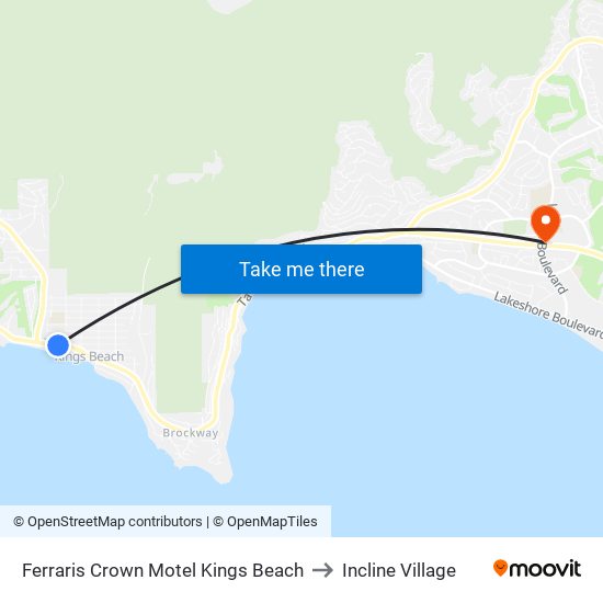 Ferraris Crown Motel Kings Beach to Incline Village map
