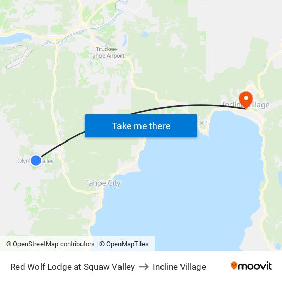 Red Wolf Lodge at Squaw Valley to Incline Village map