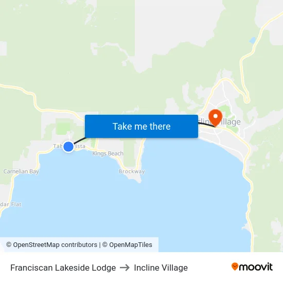 Franciscan Lakeside Lodge to Incline Village map