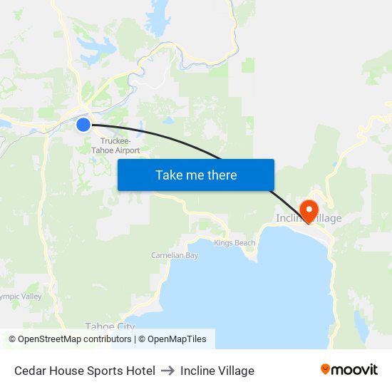 Cedar House Sports Hotel to Incline Village map