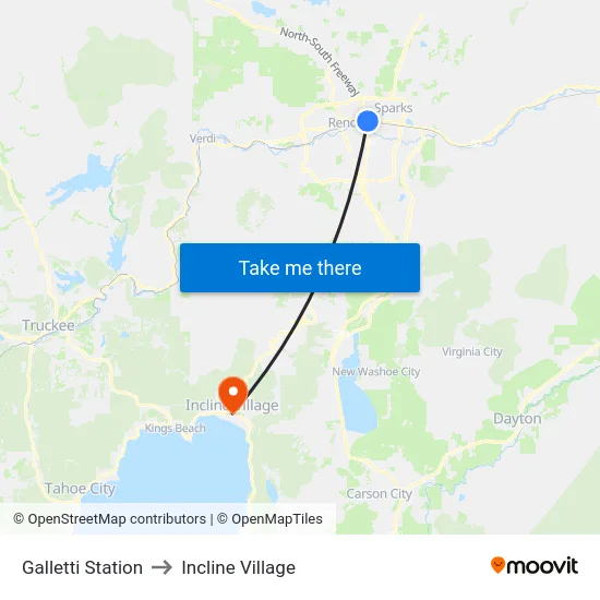 Galletti Station to Incline Village map