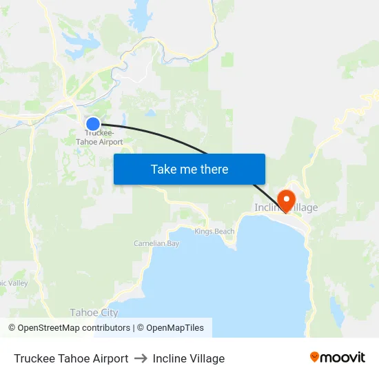 Truckee Tahoe Airport to Incline Village map