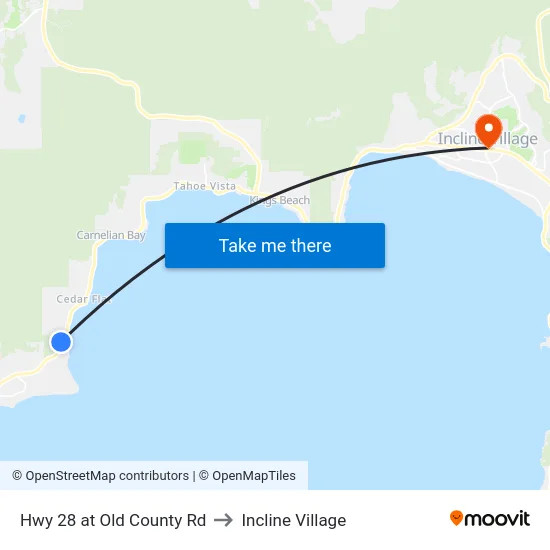 Hwy 28 at Old County Rd to Incline Village map