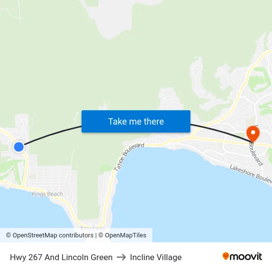 Hwy 267 And Lincoln Green to Incline Village map