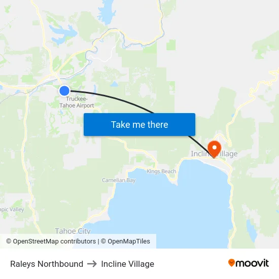 Raleys Northbound to Incline Village map