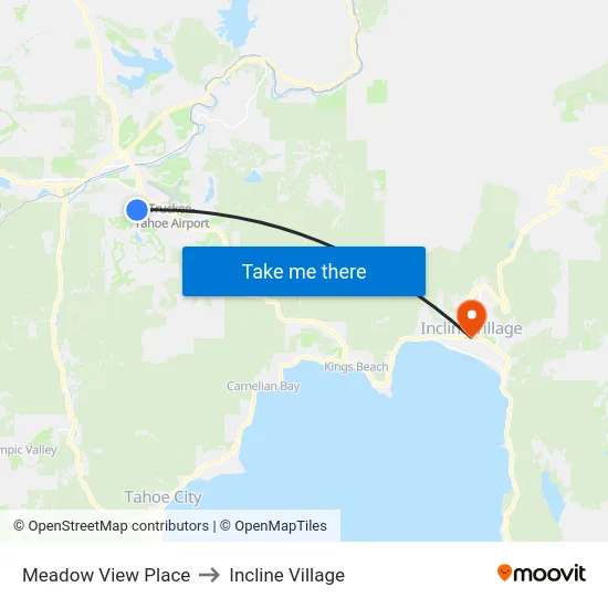 Meadow View Place to Incline Village map