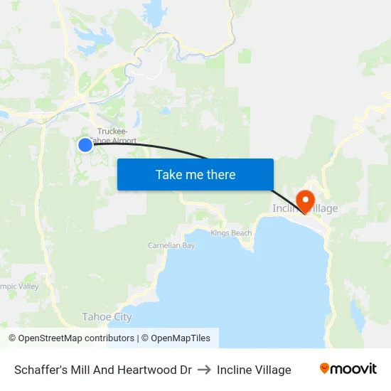 Schaffer's Mill And Heartwood Dr to Incline Village map