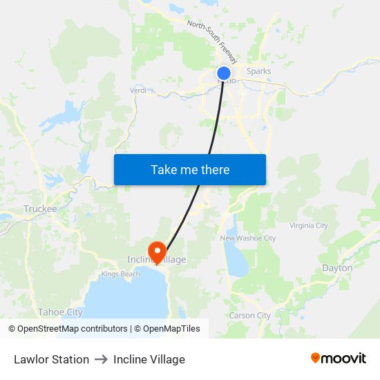 Lawlor Station to Incline Village map