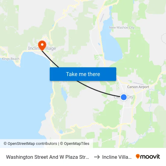 Washington Street And W Plaza Street to Incline Village map