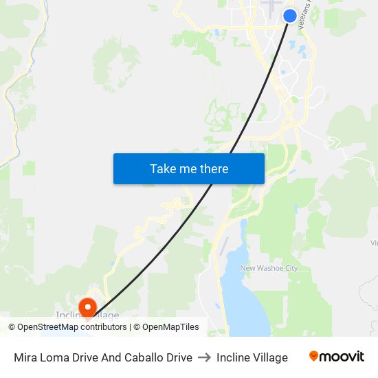 Mira Loma Drive And Caballo Drive to Incline Village map