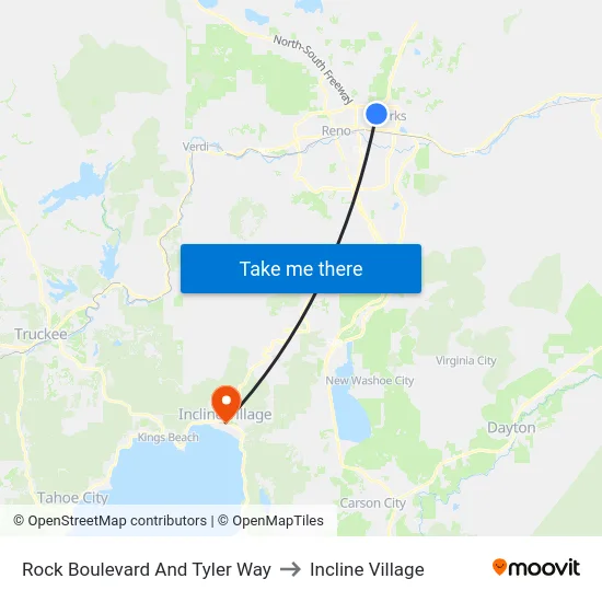 Rock Boulevard And Tyler Way to Incline Village map