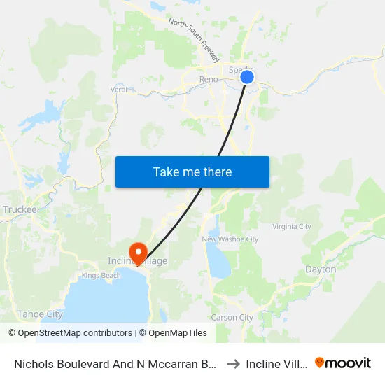 Nichols Boulevard And N Mccarran Boulevard to Incline Village map
