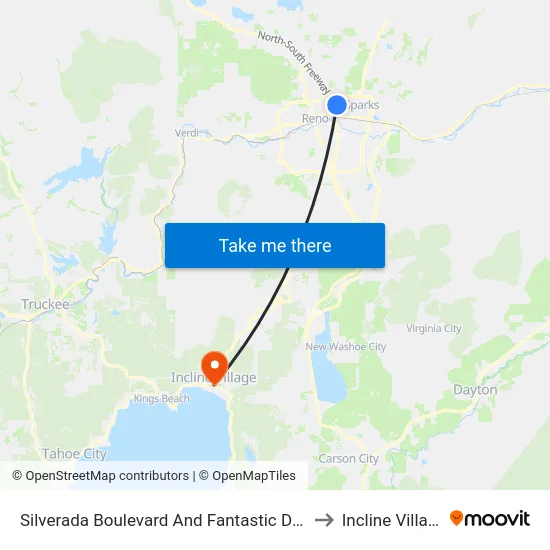 Silverada Boulevard And Fantastic Drive to Incline Village map