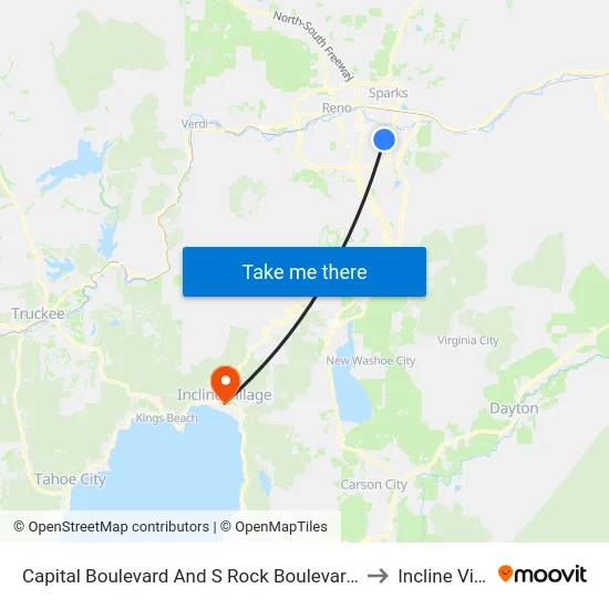 Capital Boulevard And S Rock Boulevard at Lawson to Incline Village map