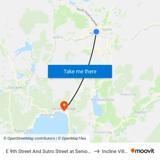 E 9th Street And Sutro Street at Senior Center to Incline Village map