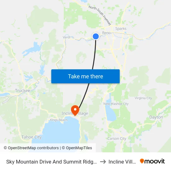 Sky Mountain Drive And Summit Ridge Drive to Incline Village map