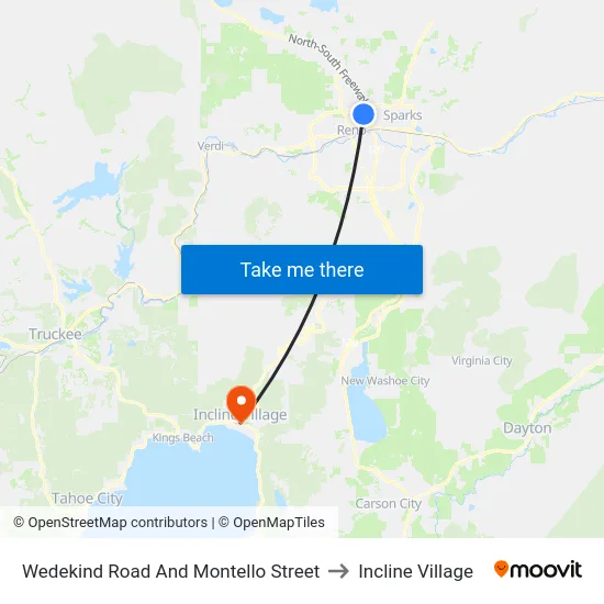 Wedekind Road And Montello Street to Incline Village map