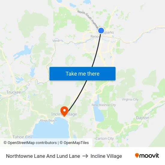 Northtowne Lane And Lund Lane to Incline Village map