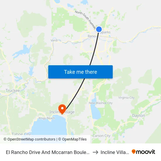 El Rancho Drive And Mccarran Boulevard to Incline Village map