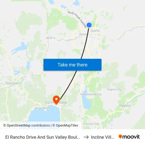 El Rancho Drive And Sun Valley Boulevard to Incline Village map