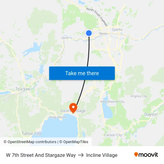 W 7th Street And Stargaze Way to Incline Village map