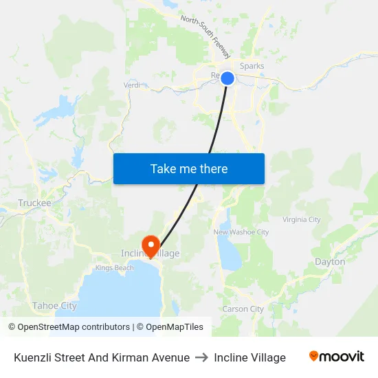 Kuenzli Street And Kirman Avenue to Incline Village map