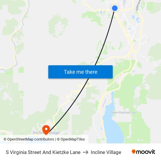 S Virginia Street And Kietzke Lane to Incline Village map