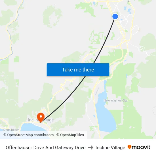 Offenhauser Drive And Gateway Drive to Incline Village map