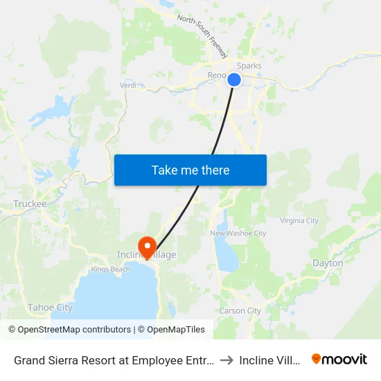 Grand Sierra Resort at Employee Entrance to Incline Village map